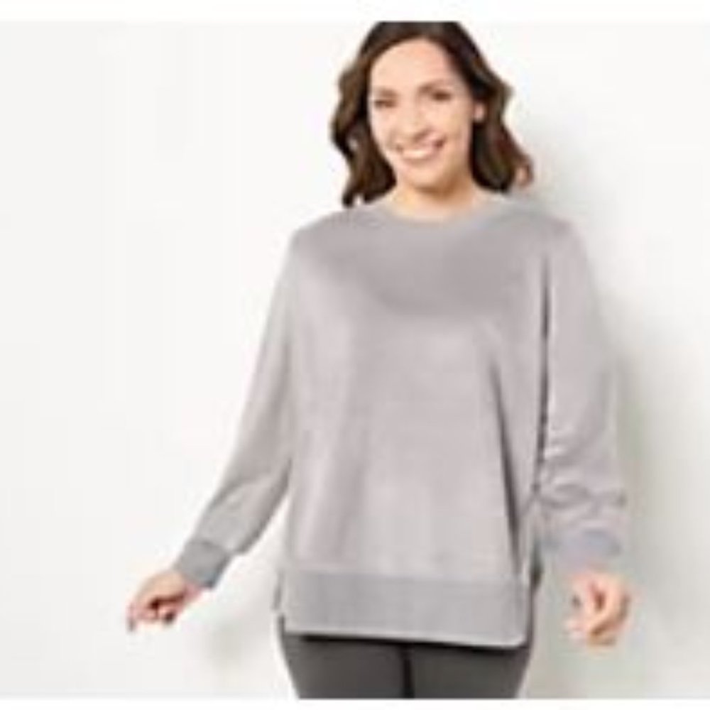 AnyBody Fleeced French Terry Crew Neck Sweatshirt